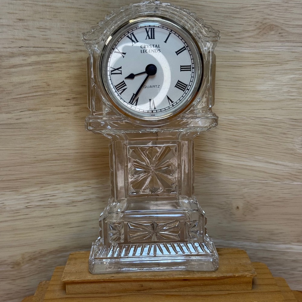 Crystal Legends Godinger Quartz Grandfather Clock Clear Desk Decor Home‎ Office